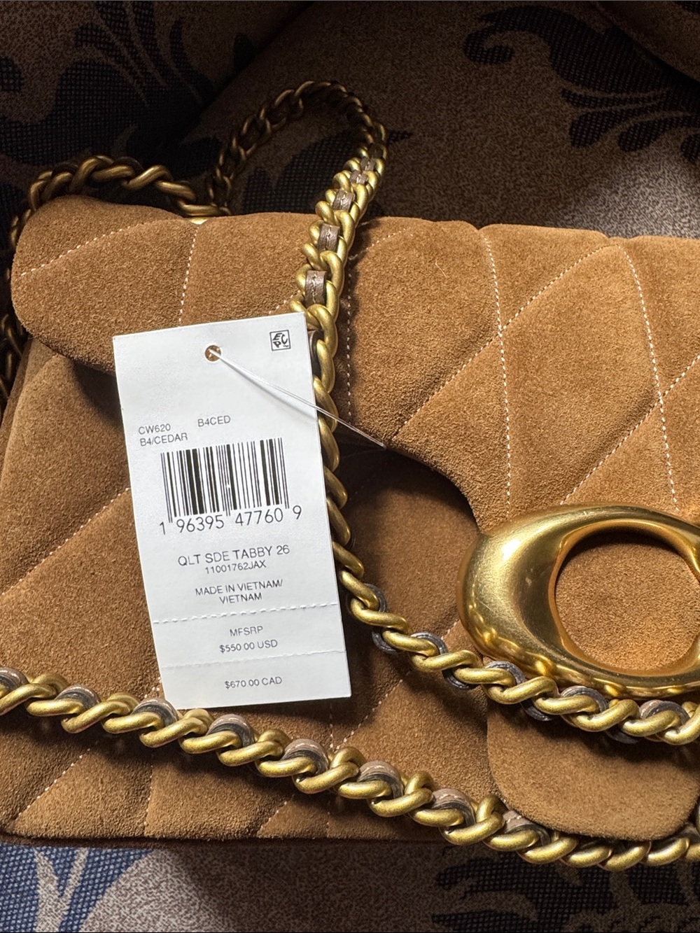 Coach Quilted Tabby 26 Shoulder Bag in Cedar with Gold Hardware - Picture 8 of 9